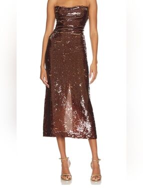 NWT Sabina Musayev Lera Midi Dress In Cinnamon